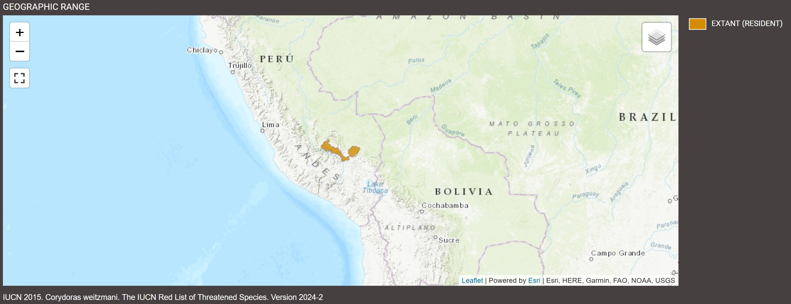 Distribution de Corydoras weitzmani