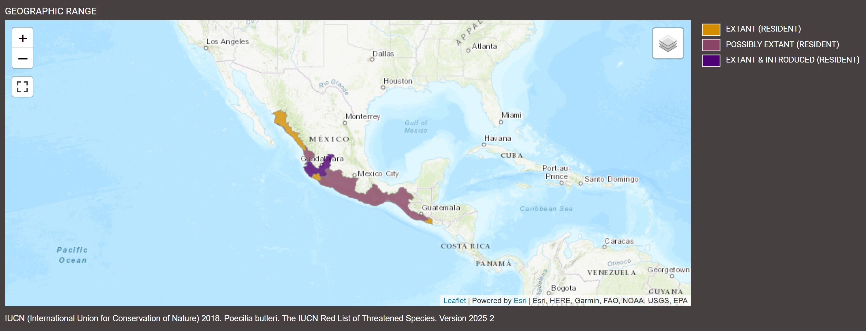 Distribution de Poecilia butleri