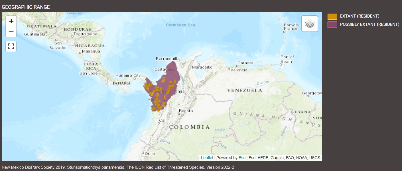 Aire de répartition de Sturisomatichthys panamense