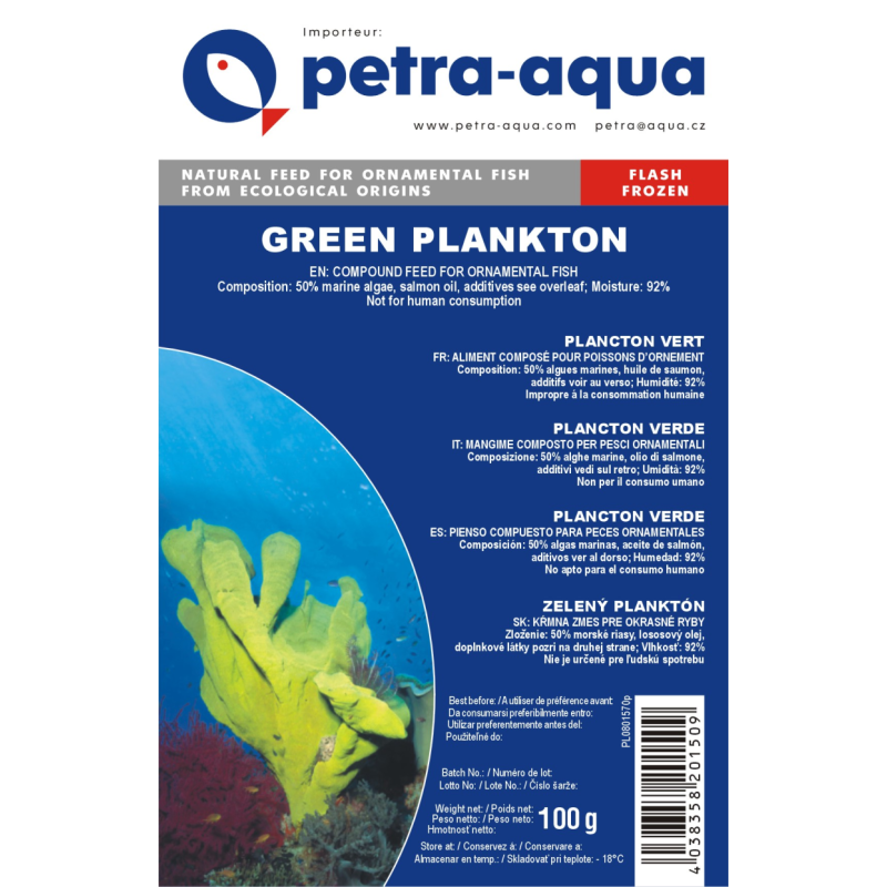 Nourriture congelée pour poissons d'aquarium - Plancton vert bilster