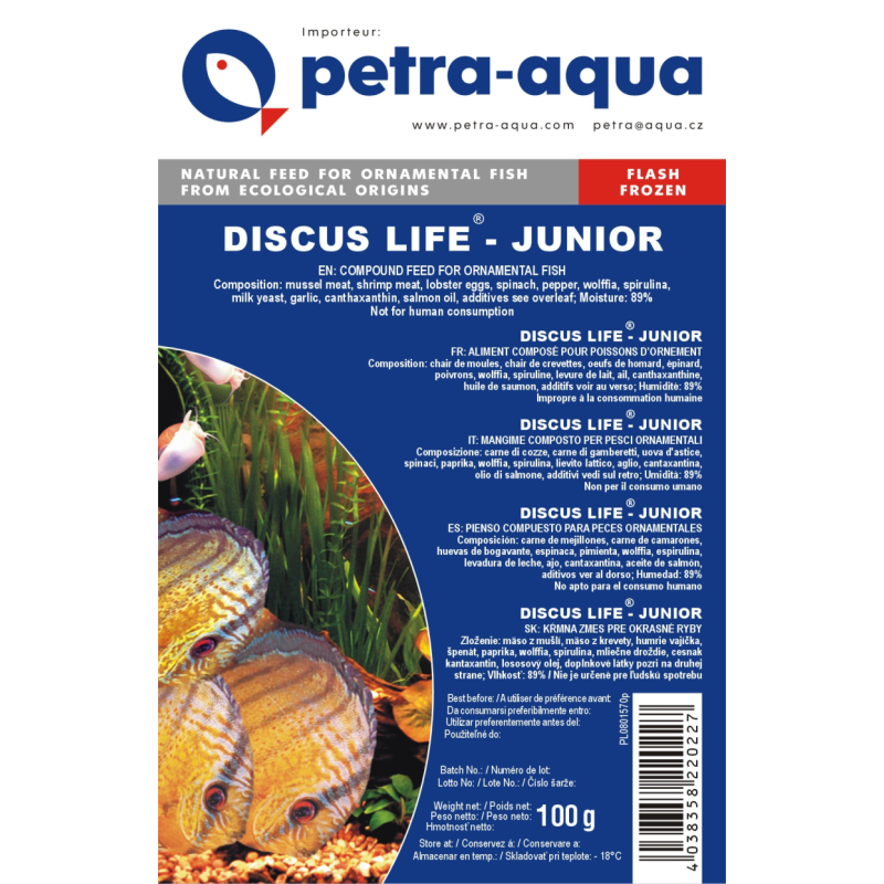 Nourriture congelée pour poissons d'aquarium - Discus Life Junior