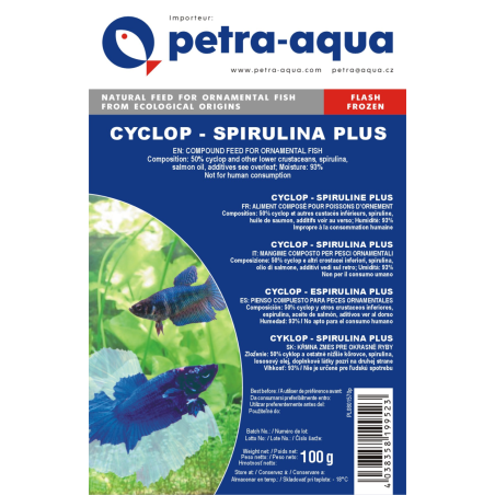Nourriture congelée pour poissons d'aquarium - Cyclops Spirulina