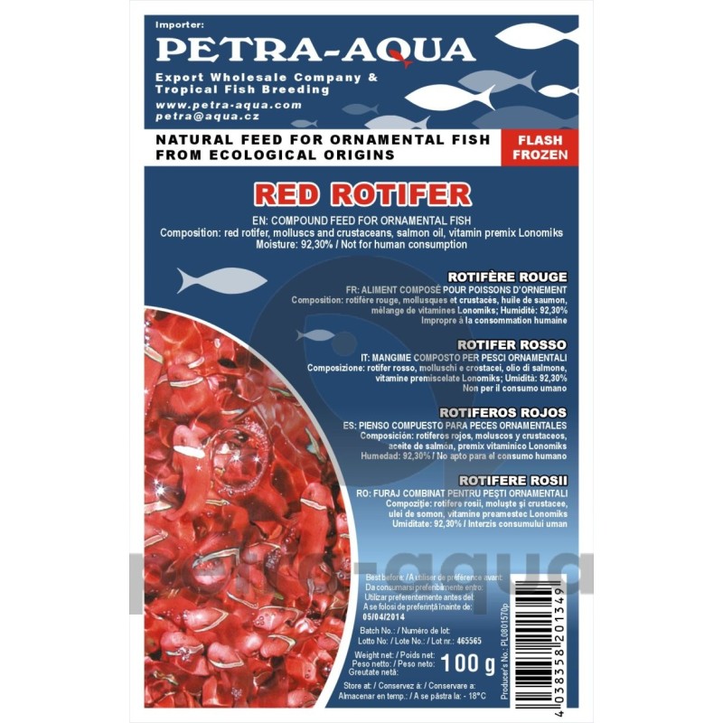 Nourriture congelée pour poissons d'aquarium - Rotifères rouge