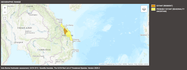 Distribution de Sewellia lineolata