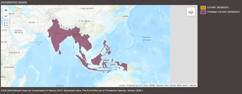 Distribution de Nymphaea rubra