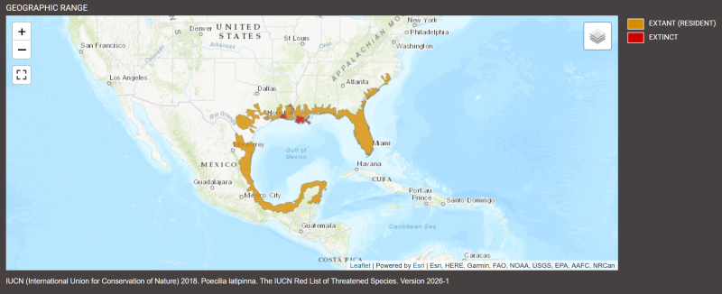 Distribution de Poecilia latipinna